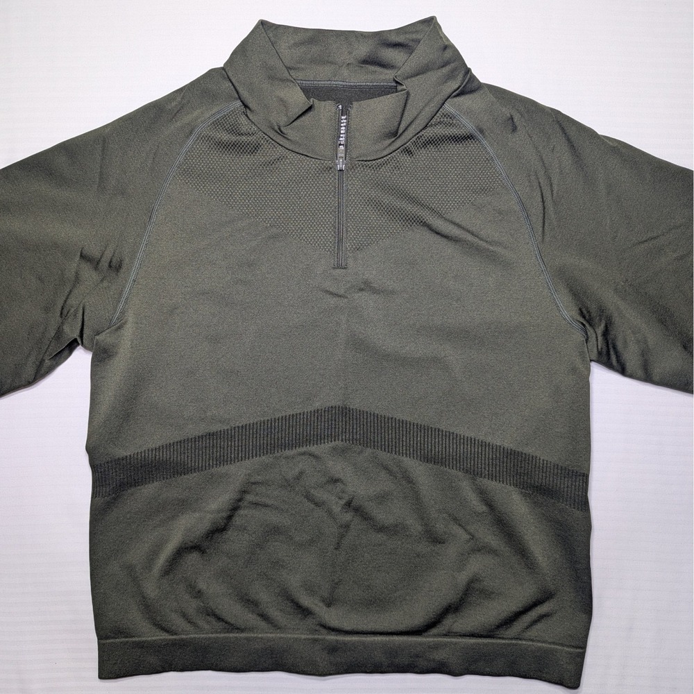 Pink Active Olive Seamless Quarter Zip Top XL Minimalist Athleisure Gym Pullover